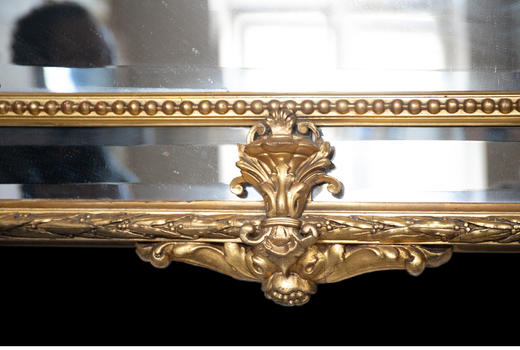 独角鹿西洋古董法国出品茛苕月桂主题鎏金灰墁浮雕修饰长方形挂镜 商品图2