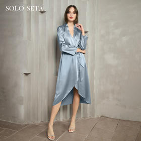 Solo seta22姆米重磅真丝睡袍长袖桑蚕丝家居服女丝绸婚礼晨袍新
