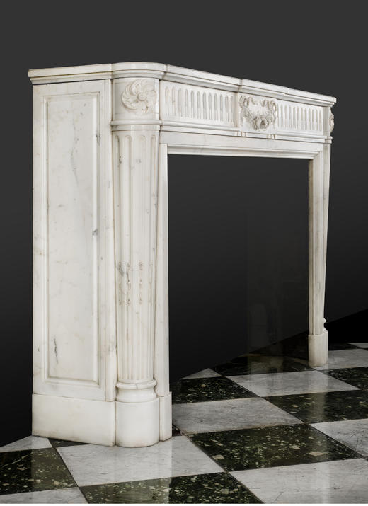 独角鹿西洋古董法国路易十六风格花卉缎带主题浮雕装饰大理石壁炉 商品图4