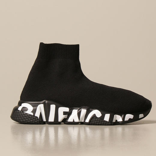 BALENCIAGA 巴黎世家 女士Speed涂鸦黑色针织休闲运动鞋 黑色 605942 W2DB7 1006 商品图1
