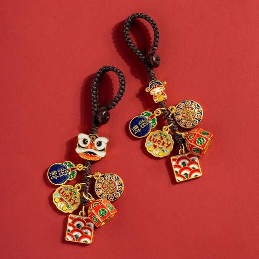 【百无禁忌 吉祥钥匙扣】古法金汽车钥匙扣挂件貔貅财神沙金铜钥匙挂饰包挂女 商品图2