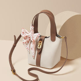 Safiya/索菲娅牛皮2022新款水桶包单肩包包女式斜挎包手提女包SF986003Y