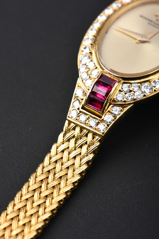 独角鹿西洋古董瑞士钟表世家机械机芯18k金镶嵌红宝石钻石腕表 商品图3