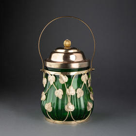 独角鹿西洋古董法国新艺术风格植物主题装饰八音盒水晶罐饼干桶