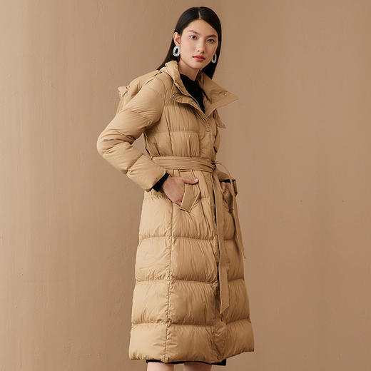 EITIE爱特爱冬季新款白鸭绒连帽保暖羽绒服女中长款6811512 商品图1