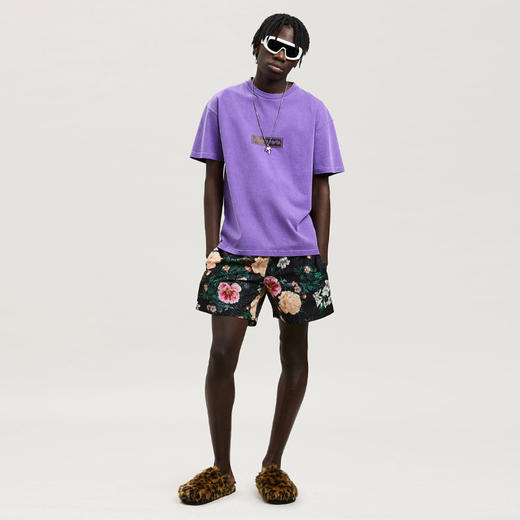 PALM ANGELS 棕榈天使 男士棉质盒子标志印花圆领短袖T恤 紫色 PMAA065F22JER001 3701 商品图3