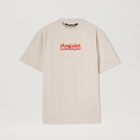 PALM ANGELS 棕榈天使 男士棉质燃烧标志印花圆领短袖T恤 白色 PMAA072F22JER004 0310