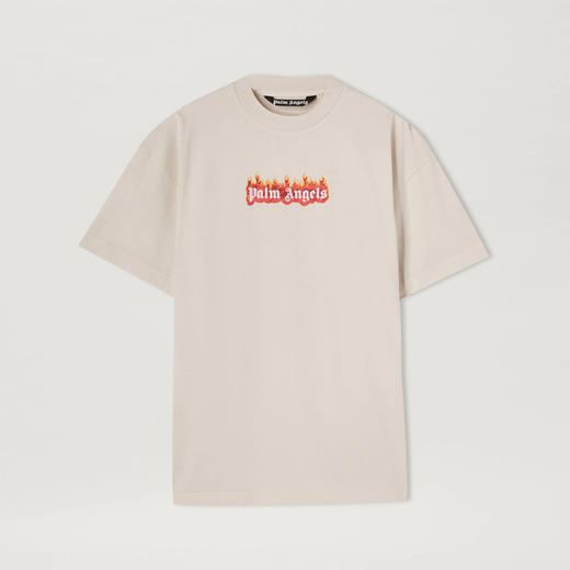 PALM ANGELS 棕榈天使 男士棉质燃烧标志印花圆领短袖T恤 白色 PMAA072F22JER004 0310 商品图0