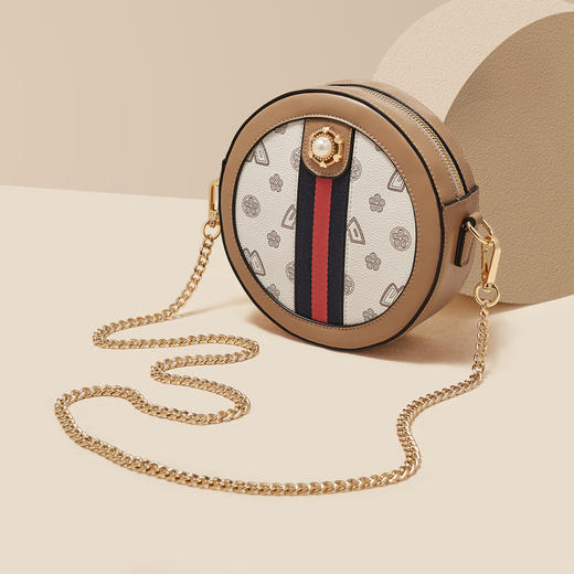 Safiya/索菲娅包包2022新款印花小圆包单肩包女式斜挎包女包SF9158022Y 商品图1