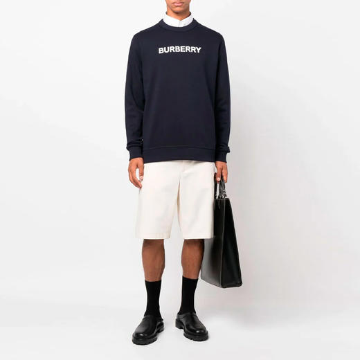 BURBERRY 巴宝莉 男士棉质字母徽标印花圆领长袖卫衣 黑色 8058281 B2871 商品图3