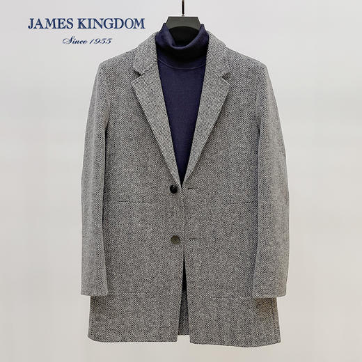 【 羊毛双面呢大衣】占姆士秋冬新款男士羊毛混纺中长款保暖修身外套 商品图0
