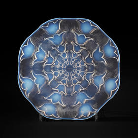 独角鹿西洋古董法国LALIQUE莱俪Campanules风铃草水晶浅口盘摆件