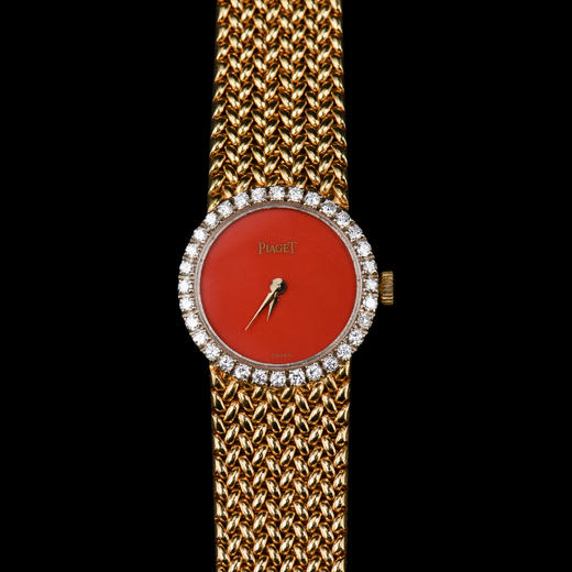 独角鹿西洋古董瑞士著名钟表品牌18K金麦穗纹编织镶钻石女士腕表 商品图0