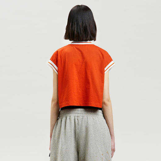 PALM ANGELS 棕榈天使 女士棉质断头熊徽标印花大学短袖T恤 橙色 PWAC013F22JER001 2760 商品图2