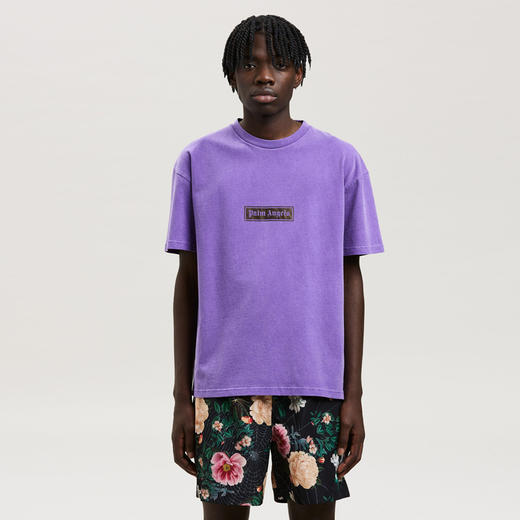 PALM ANGELS 棕榈天使 男士棉质盒子标志印花圆领短袖T恤 紫色 PMAA065F22JER001 3701 商品图1