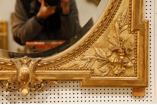 独角鹿西洋古董19世纪法国灰墁木质结构鎏金金箔古董镜挂镜子 商品图3