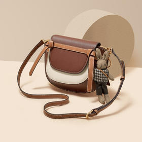 Safiya/索菲娅牛皮2022新款马鞍包单肩包包女式斜挎包女包SF954011Y