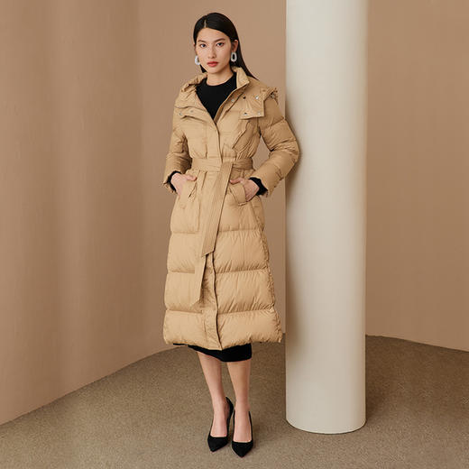 EITIE爱特爱冬季新款白鸭绒连帽保暖羽绒服女中长款6811512 商品图3