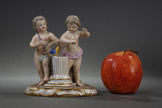 独角鹿西洋古董瓷器梅森ENFANTS au PERROQUET-孩子鹦鹉瓷偶摆件 商品图1