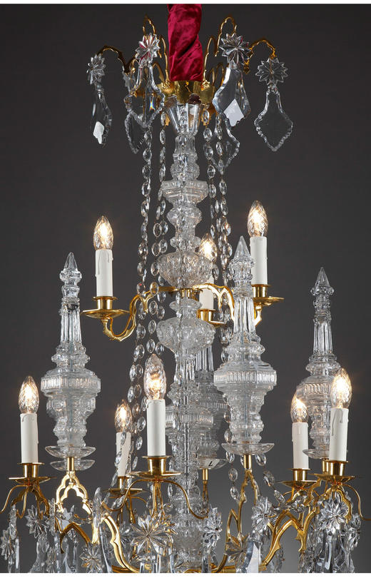 独角鹿西洋古董欧洲铜鎏金饰双层八枝头烛台式枝形水晶吊灯 商品图4