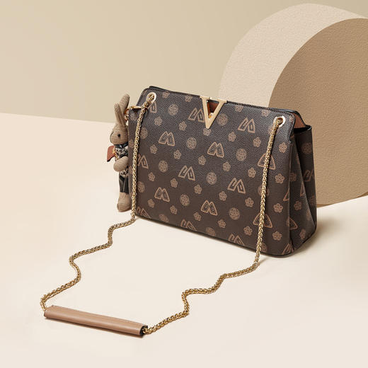 【直播特惠】Safiya/索菲娅2022新款印花腋下包链条单肩包女斜挎包手提女包SF9140019Y 商品图9