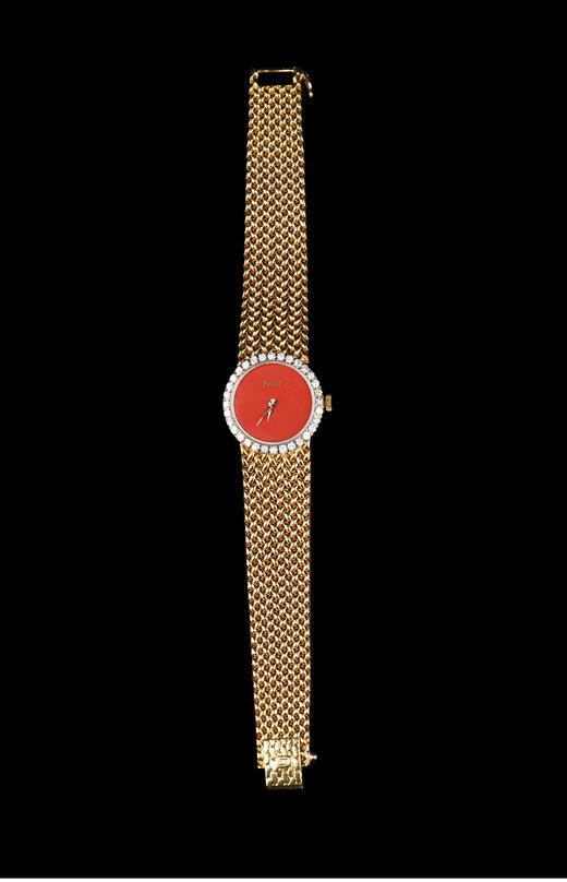 独角鹿西洋古董瑞士著名钟表品牌18K金麦穗纹编织镶钻石女士腕表 商品图2