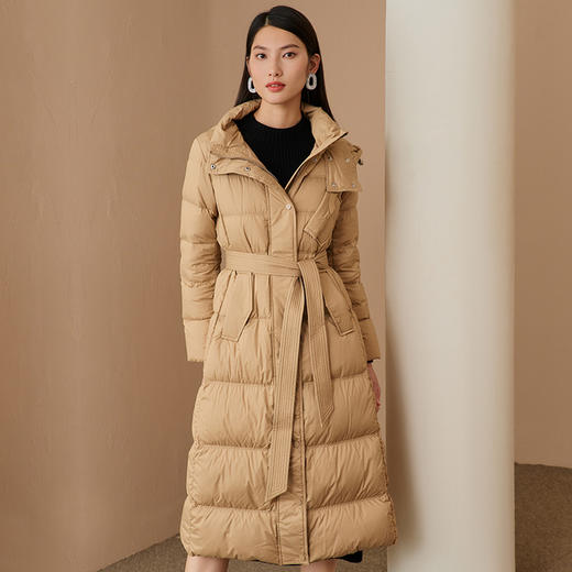 EITIE爱特爱冬季新款白鸭绒连帽保暖羽绒服女中长款6811512 商品图2