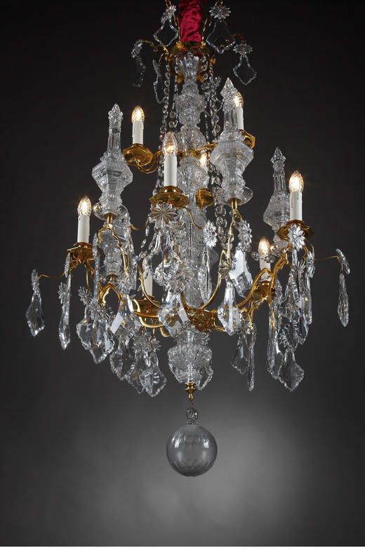 独角鹿西洋古董欧洲铜鎏金饰双层八枝头烛台式枝形水晶吊灯 商品图1