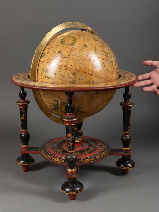 独角鹿西洋古董Louis Charles Desnos工坊木质四脚架落地式地球仪 商品图3