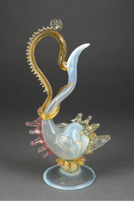 独角鹿西洋古董意大利威尼斯Murano欧泊玻璃海豚跃金波主题摆件 商品图4