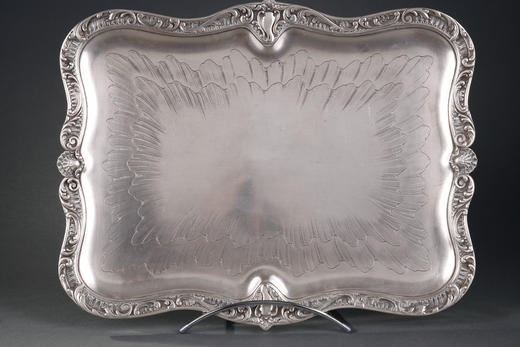 独角鹿西洋古董Cardeilhac巴卡拉工坊镀银托盘巴卡拉水晶碗水果盘 商品图4