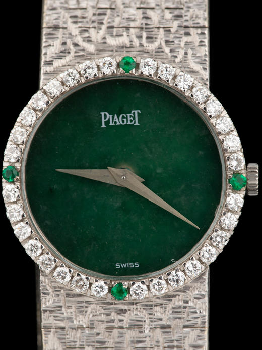 独角鹿西洋古董瑞士钟表品牌18K金天然翡翠镶祖母绿钻石机械腕表 商品图3