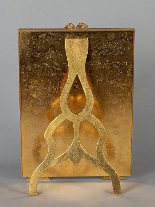 独角鹿西洋古董COWAN CHICAGO工坊铜鎏金淑女人物细密画梳妆座镜 商品图4