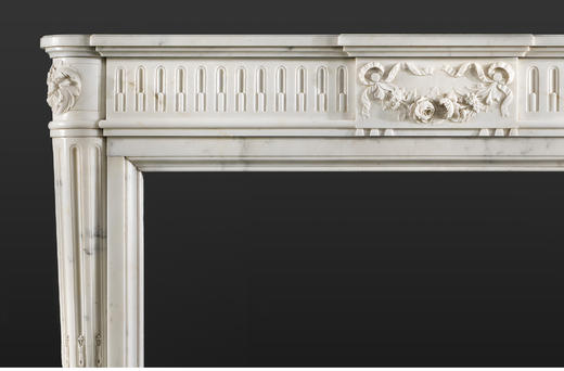 独角鹿西洋古董法国路易十六风格花卉缎带主题浮雕装饰大理石壁炉 商品图1