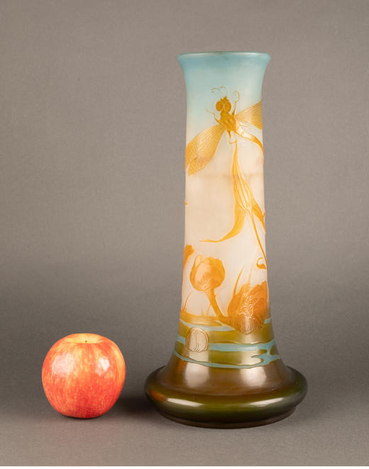 独角鹿西洋古董南锡派加莱⼯坊蜻蜓与睡莲脱蜡铸造工艺水晶花瓶 商品图1