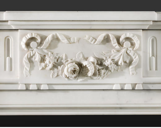 独角鹿西洋古董法国路易十六风格花卉缎带主题浮雕装饰大理石壁炉 商品图2