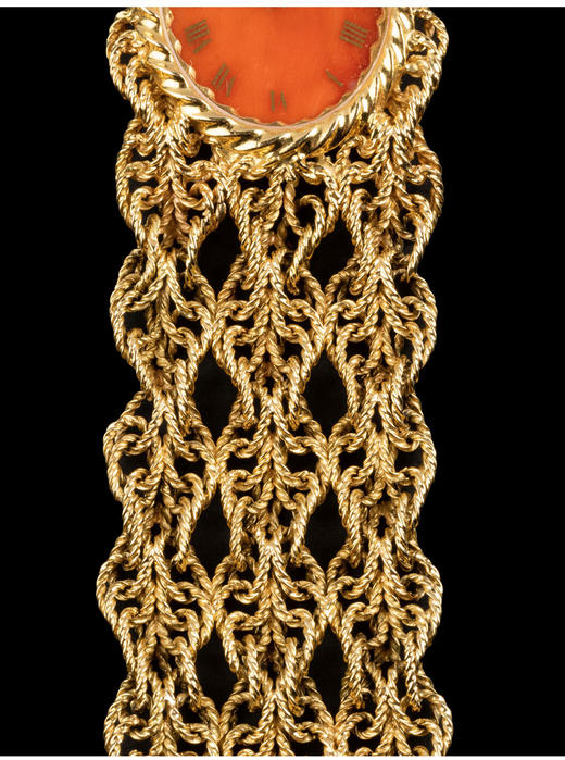 独角鹿西洋古董手表瑞士腕表品牌18k金编织表带女士鸡尾酒腕表 商品图2