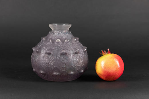 独角鹿西洋古董LALIQUE莱俪签名Fougeres-蕨叶紫色水晶花瓶摆件 商品图1