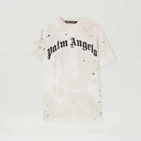 PALM ANGELS 棕榈天使 男士棉质亮片字母徽标印花圆领短袖T恤 白色 PMAA072F22JER005 0310