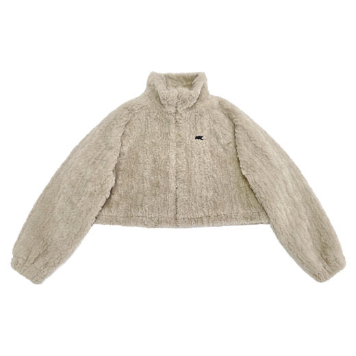 CryingCenter 贡米灰仿兔毛双向拉链加棉短款毛绒外套 哭喊中心 商品图4