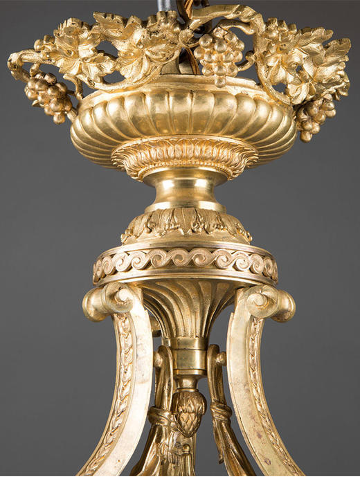 独角鹿西洋古董新古典主义风神话人物造型镀铬青铜六枝头水晶吊灯 商品图1