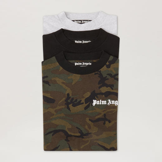 PALM ANGELS 棕榈天使 男士棉质字母徽标印花圆领短袖T恤三件装 混色 PMAA070F22JER001 8484 商品图0
