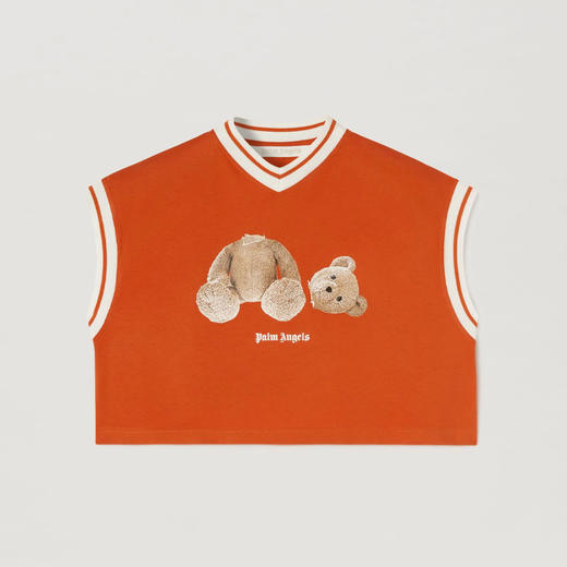 PALM ANGELS 棕榈天使 女士棉质断头熊徽标印花大学短袖T恤 橙色 PWAC013F22JER001 2760 商品图0