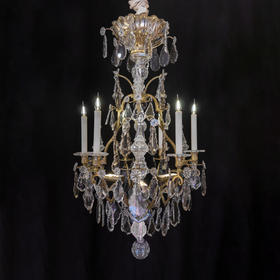 独角鹿西洋古董法国路易十五风格烛台造型铜鎏金巴卡拉水晶吊灯