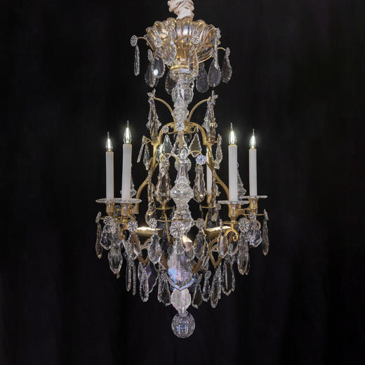 独角鹿西洋古董法国路易十五风格烛台造型铜鎏金巴卡拉水晶吊灯 商品图0