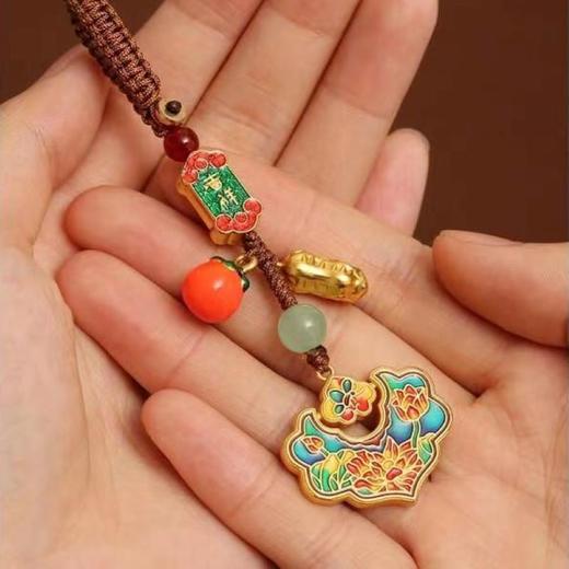 网红烧蓝如意钥匙扣景泰蓝古法珐琅彩创意好事发生如意车钥匙挂件 商品图8