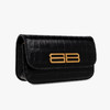 BALENCIAGA 巴黎世家 女士鳄鱼压纹 BB 金属徽标链条单肩包 黑色 688894 23ECM 1000 商品缩略图1