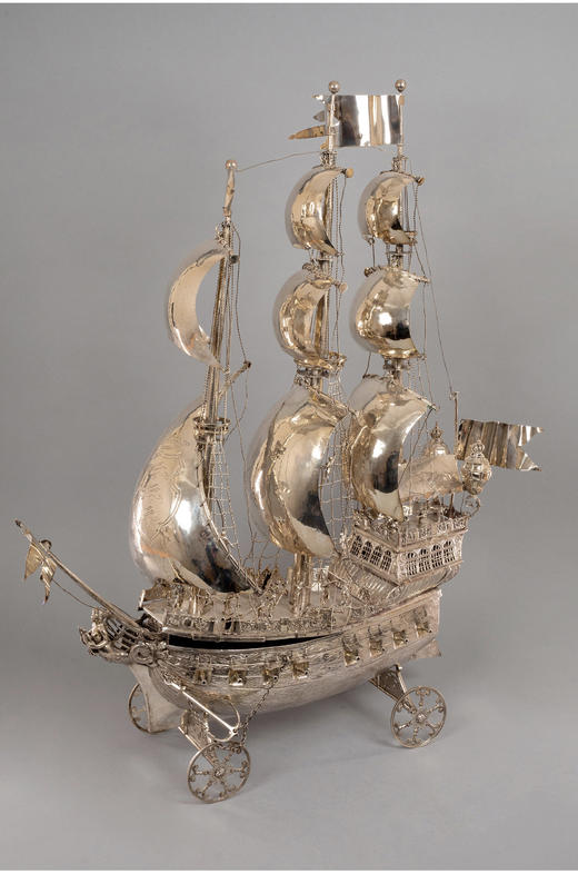 独角鹿西洋古董德国工坊Berthold Muller经典纯银帆船摆件 商品图2