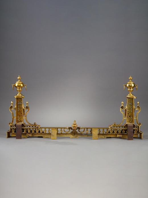 独角鹿西洋古董拿破仑三世时期风格狮鹫主题铜鎏金精雕壁炉柴架 商品图4