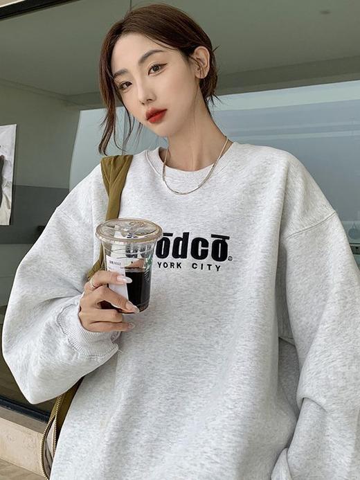 【港风简易潮流薄款男女卫衣】灰色oversize卫衣女2022新款春秋美式复古宽松炸街超火薄款上衣潮 商品图2